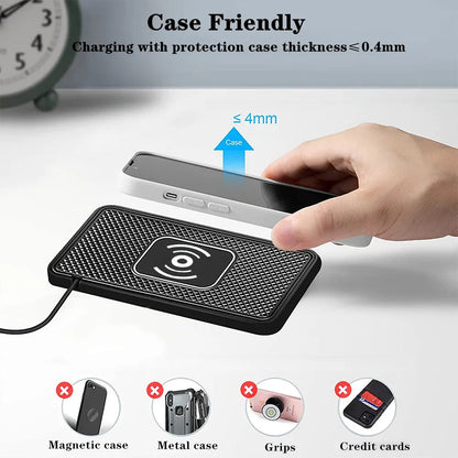 Fast Wireless Car Charger Pad for iPhone 16-12 & Samsung S24/S23 Series