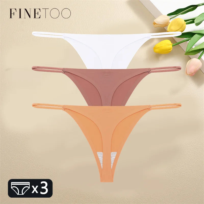 3PCS Set Seamless Thong Panty  – Sexy Low Waist Bikini Panty  for Women