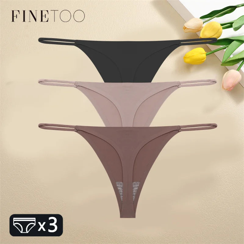 3PCS Set Seamless Thong Panty  – Sexy Low Waist Bikini Panty  for Women