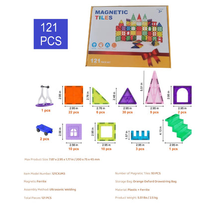 Magnet Building Tiles Construction Set,  Clear Magnetic 3D Blocks Construction Playboards