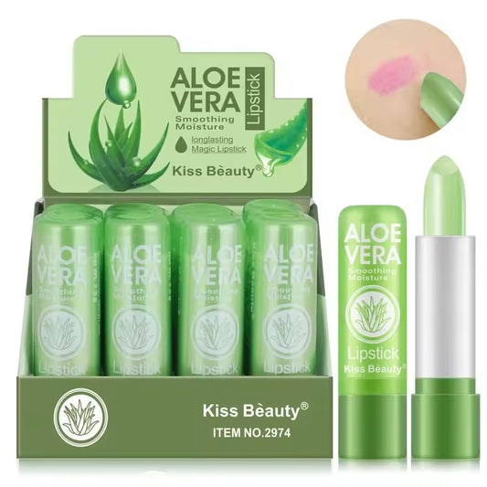 12PCS Aloe Extract Color-Changing Lip Balm – Long-Lasting Moisture & Shine