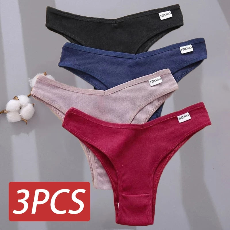 3PCS/Set  Sexy V Waist  Brazilian Cotton Panties
