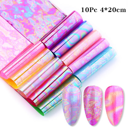 10Pcs/Bag Marble Nail Art Transfer Foil Sticker