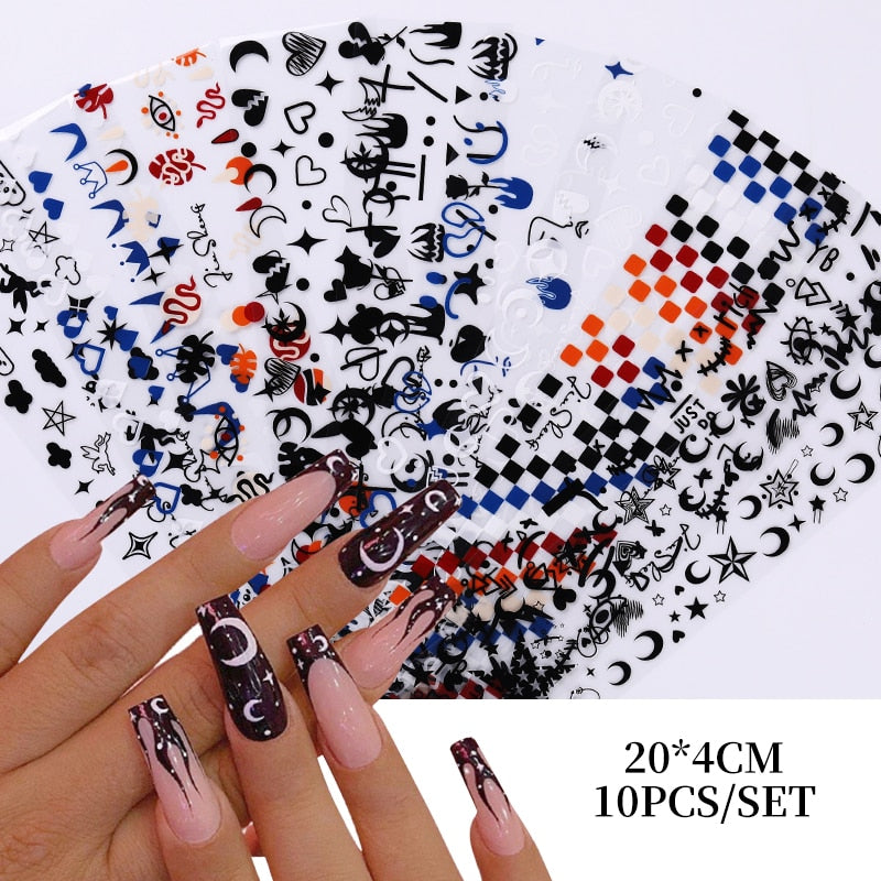10Pcs/Bag Marble Nail Art Transfer Foil Sticker