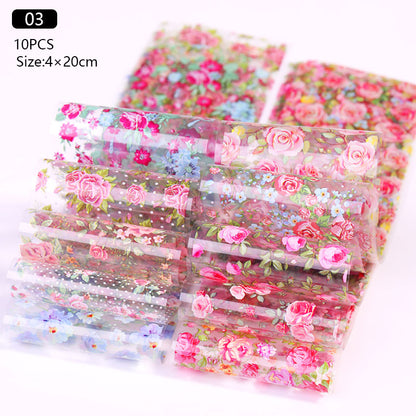 10Pcs/Bag Marble Nail Art Transfer Foil Sticker