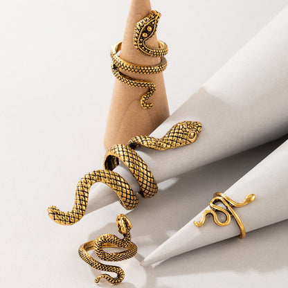 4pcs/set Vintage Snake Shape Rings