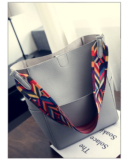 Colorful Strap Crossbody Tote Bag