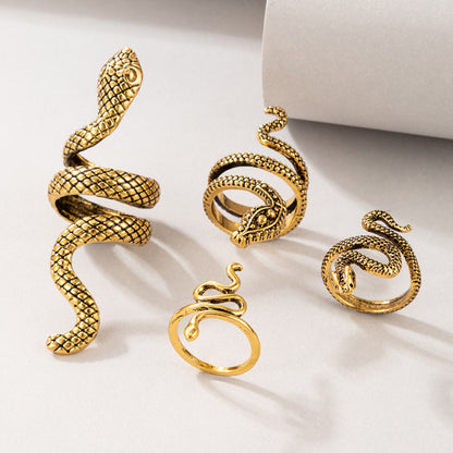 4pcs/set Vintage Snake Shape Rings