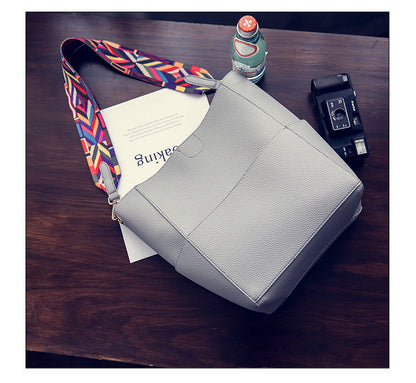 Colorful Strap Crossbody Tote Bag