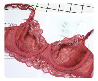 Sexy Lace Ultra Thin Transparent Bra and Panties Set