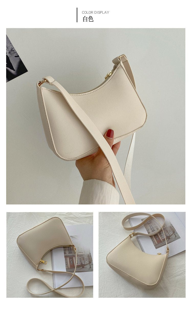 Retro Solid Color PU Leather Shoulder Bag