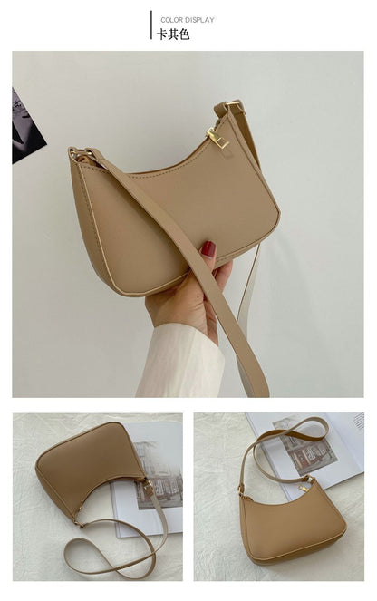 Retro Solid Color PU Leather Shoulder Bag