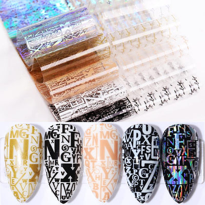 10Pcs/Bag Marble Nail Art Transfer Foil Sticker