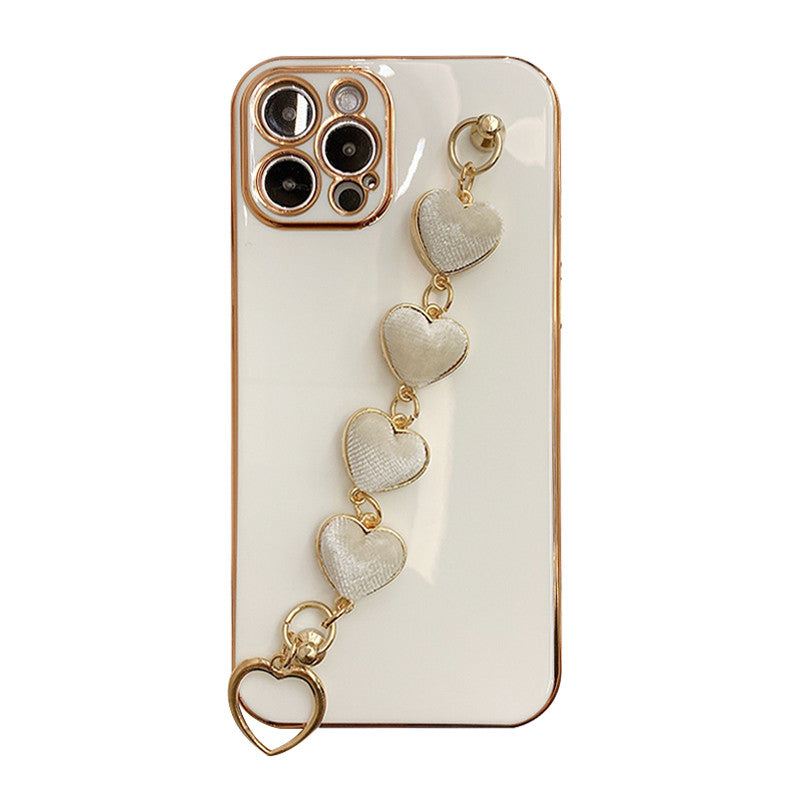 Luxury Plating Heart Metal Bracelet  Chain iPhone Case 13 / 13 Mini / 13Pro / 13 Pro Max