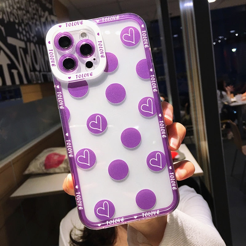 Dots & Hearts Clear iPhone Case 13 / 13Pro / 13 Pro Max
