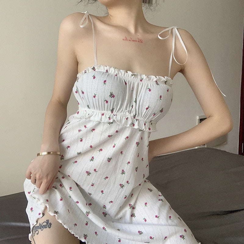 Floral Pajama Set Full Slips Dress