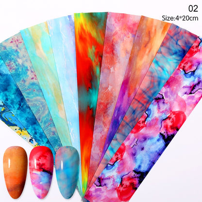 10Pcs/Bag Marble Nail Art Transfer Foil Sticker