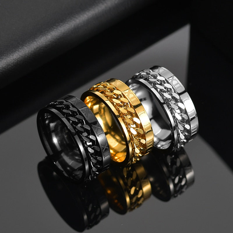 Spinner Chain Punk Ring