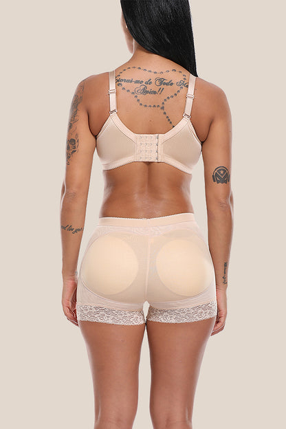 High Waist Lace Padded Butt Lifter Boyshort Shaper