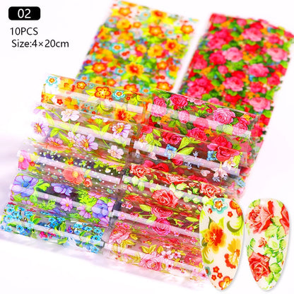 10Pcs/Bag Marble Nail Art Transfer Foil Sticker