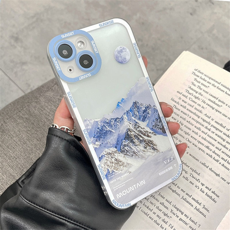 Retro Sunset Clouds Snow Mountain iPhone Case 13 / 13Pro / 13 Pro Max