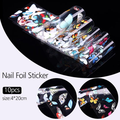 10Pcs/Bag Marble Nail Art Transfer Foil Sticker