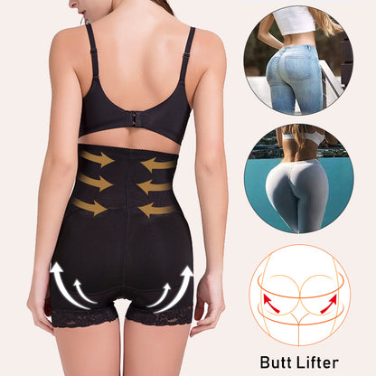 High Waist Lace Padded Butt Lifter Boyshort Shaper