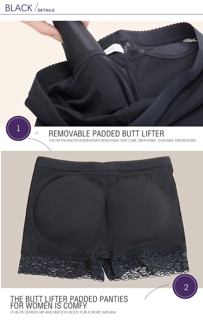 High Waist Lace Padded Butt Lifter Boyshort Shaper