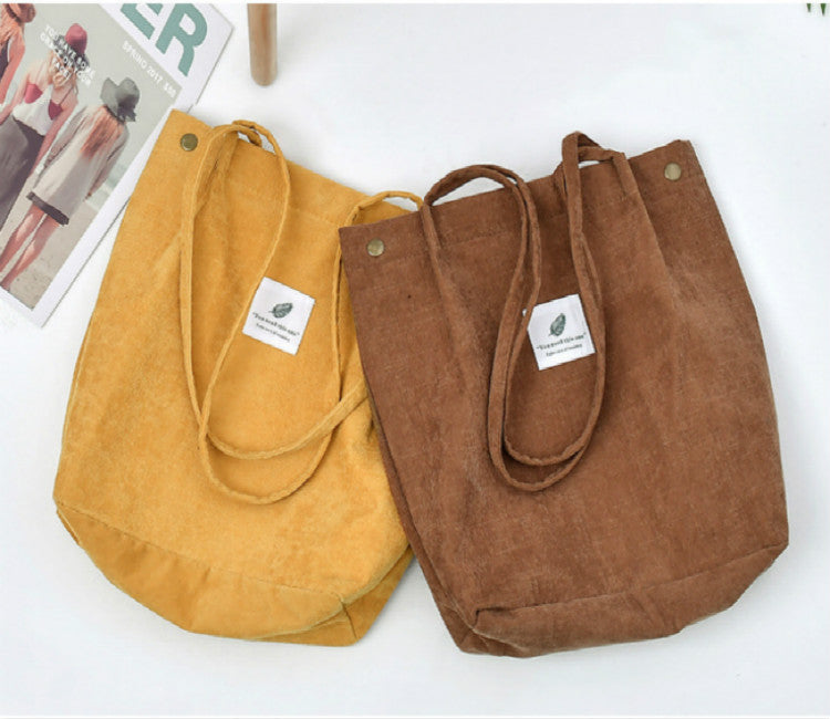 Corduroy Tote Shoulder Shopping Bags