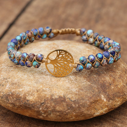 African Stone Beaded Boho Wrap Bracelet