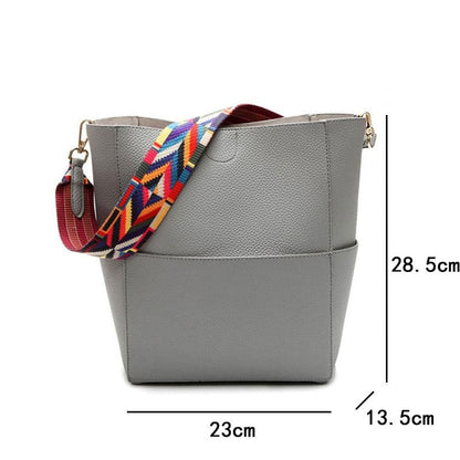 Colorful Strap Crossbody Tote Bag