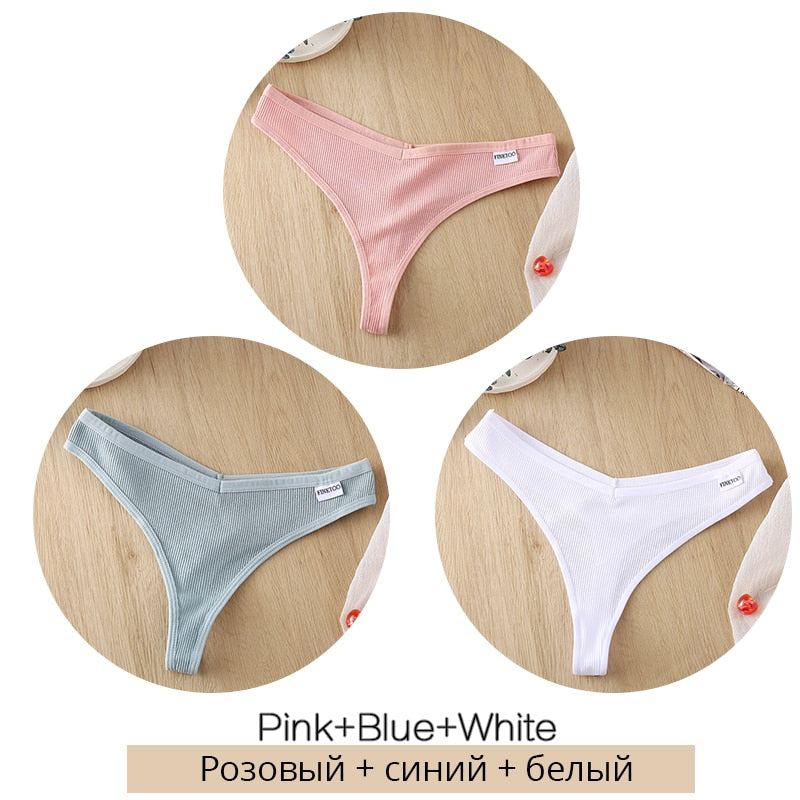 3Pcs/Set Cotton Thong Panties