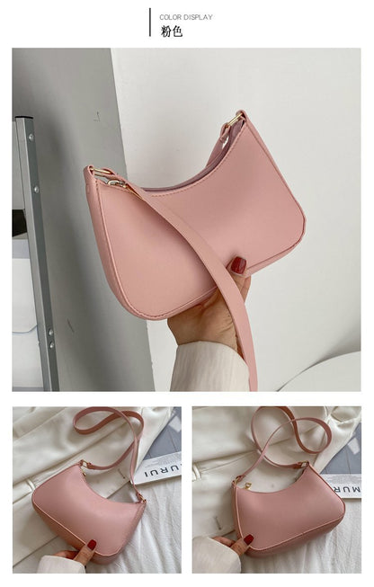 Retro Solid Color PU Leather Shoulder Bag