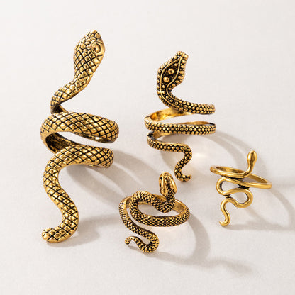 4pcs/set Vintage Snake Shape Rings