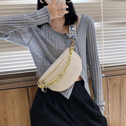 Thick Chain Plaid Chest CrossBody Bag