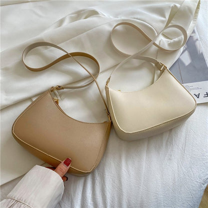 Retro Solid Color PU Leather Shoulder Bag