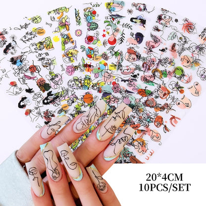 10Pcs/Bag Marble Nail Art Transfer Foil Sticker