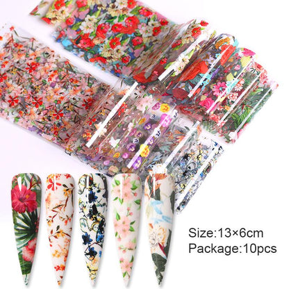 10Pcs/Bag Marble Nail Art Transfer Foil Sticker