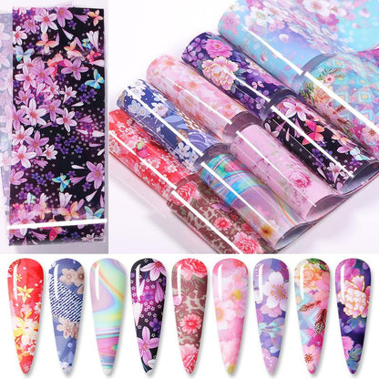 10Pcs/Bag Marble Nail Art Transfer Foil Sticker