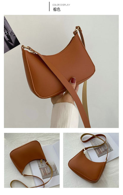 Retro Solid Color PU Leather Shoulder Bag