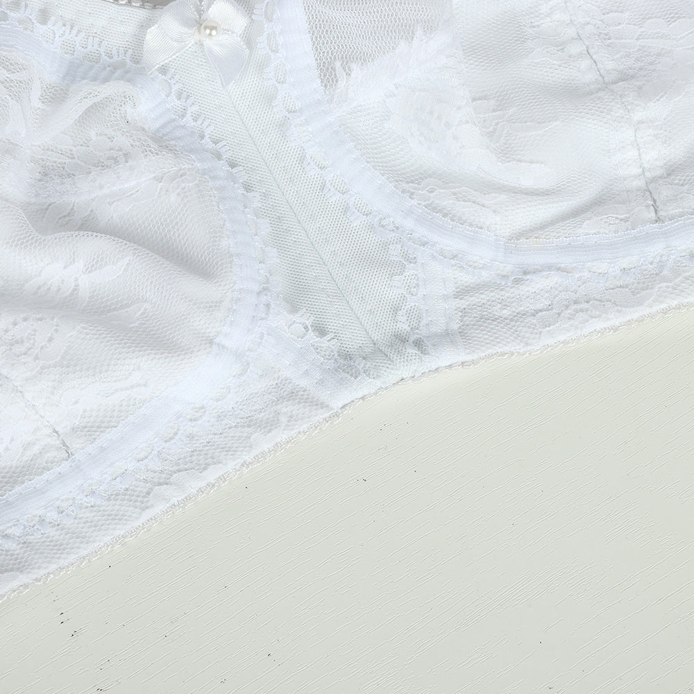 White Minimizer Unlined Lace Plus Size Bra