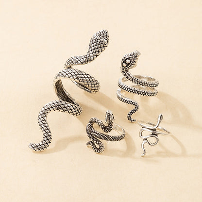 4pcs/set Vintage Snake Shape Rings