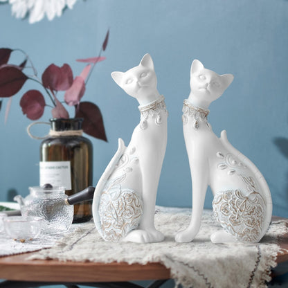 Decorative Couple Cat Statue