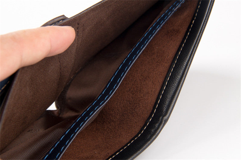 Vintage Men Leather Short Slim Bifold Wallet