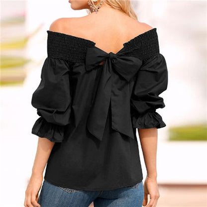 Sexy Off Shoulder Bowknot Top