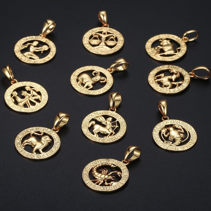 Zodiac Sign Gold Pendant Necklace