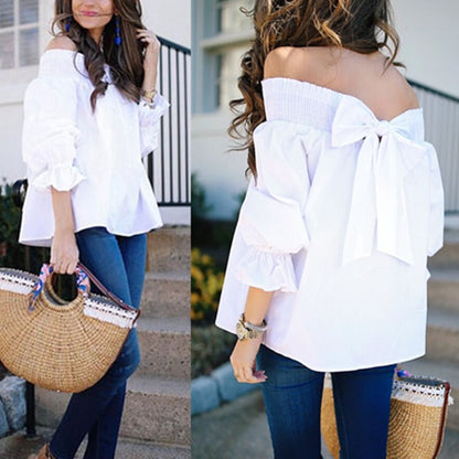 Sexy Off Shoulder Bowknot Top