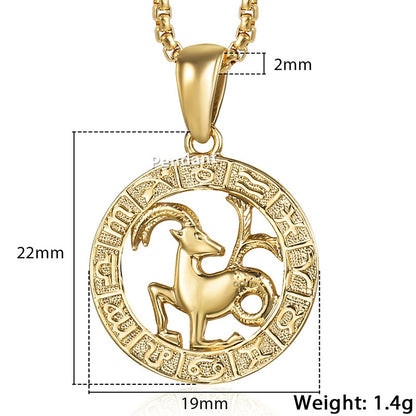 Zodiac Sign Gold Pendant Necklace