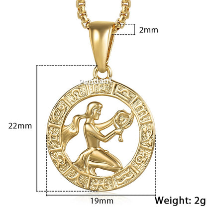 Zodiac Sign Gold Pendant Necklace