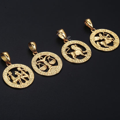 Zodiac Sign Gold Pendant Necklace